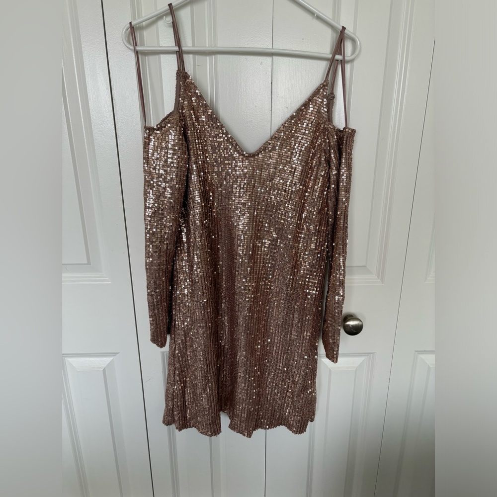 Rose gold sequin dress